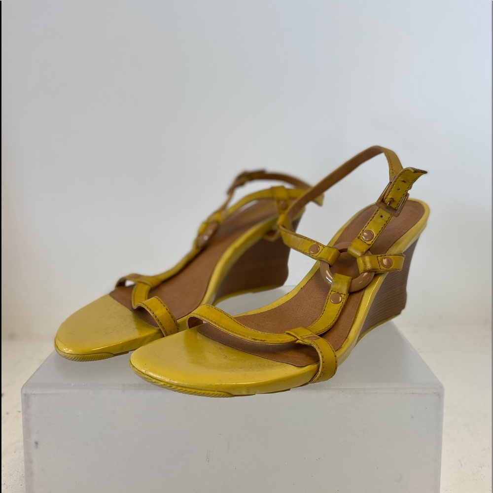 Strappy Yellow Wedge Heel